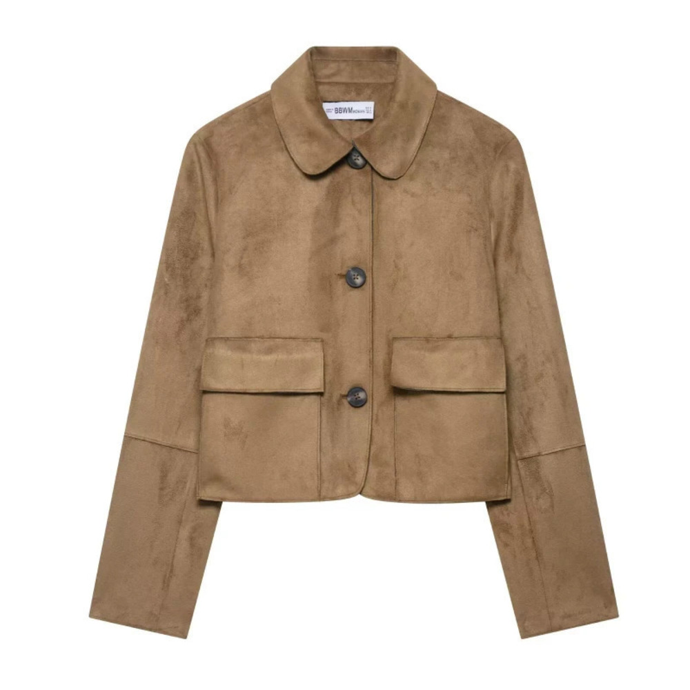 ZARA Suede Effect Cropped Jacket